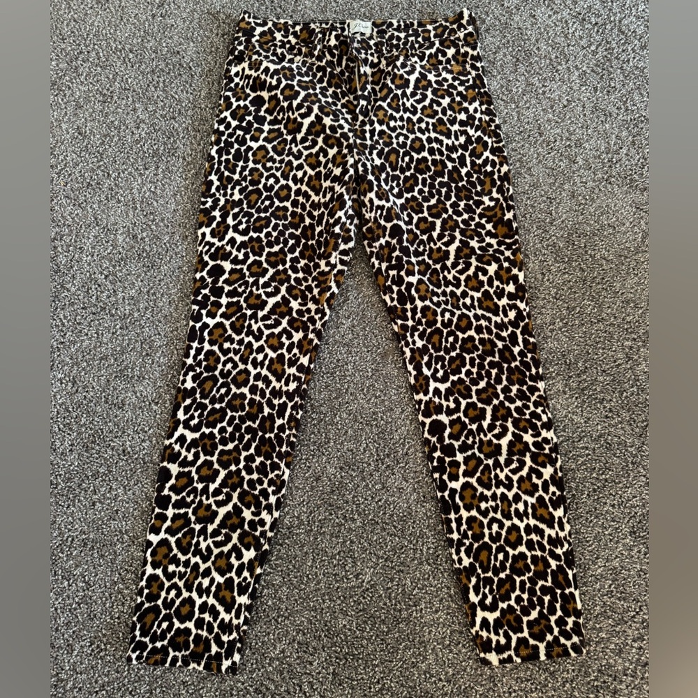 J. Crew leopard corduroy pants skinny ankle length